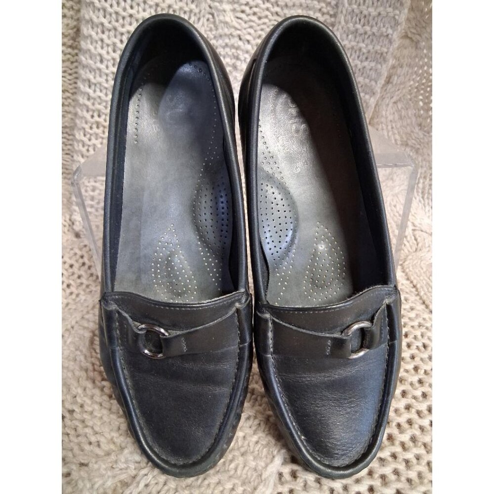 SAS Womens Black Leather Loafers Sz 8M TriPad Comfort Slip-On Casual Shoes